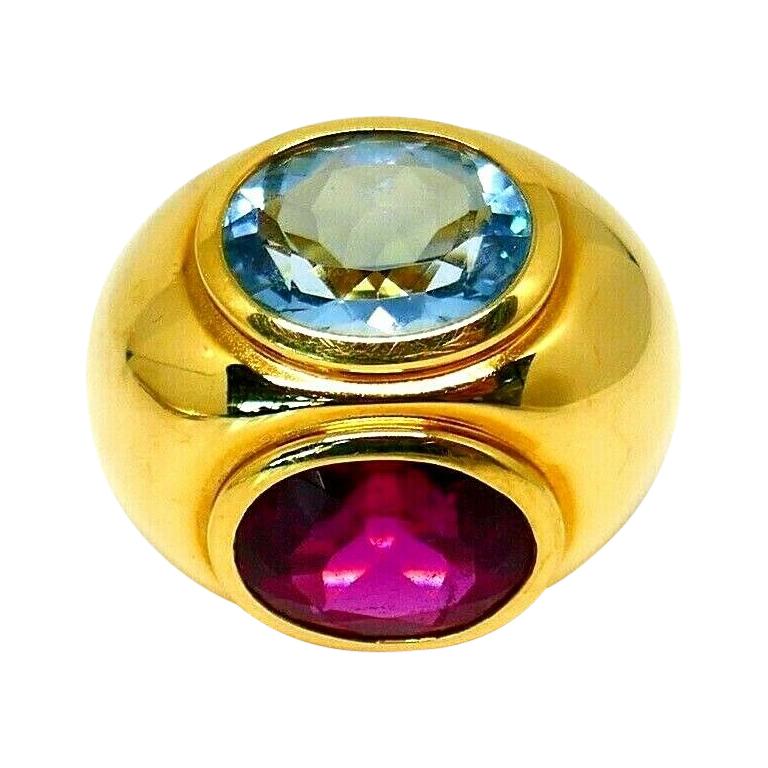 Paloma Picasso for Tiffany & Co. Yellow Gold Aquamarine Tourmaline Cocktail Ring