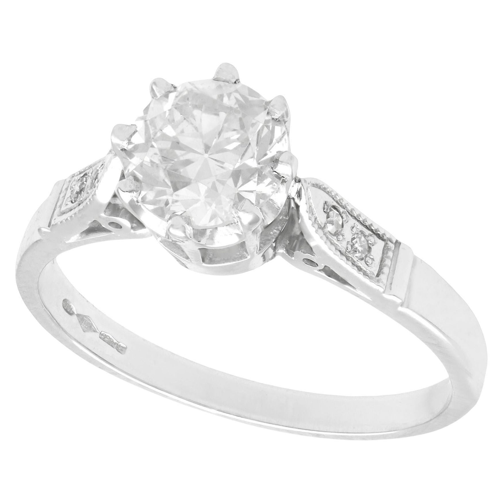 1.25 Carat Diamond and Platinum Solitaire Engagement Ring For Sale