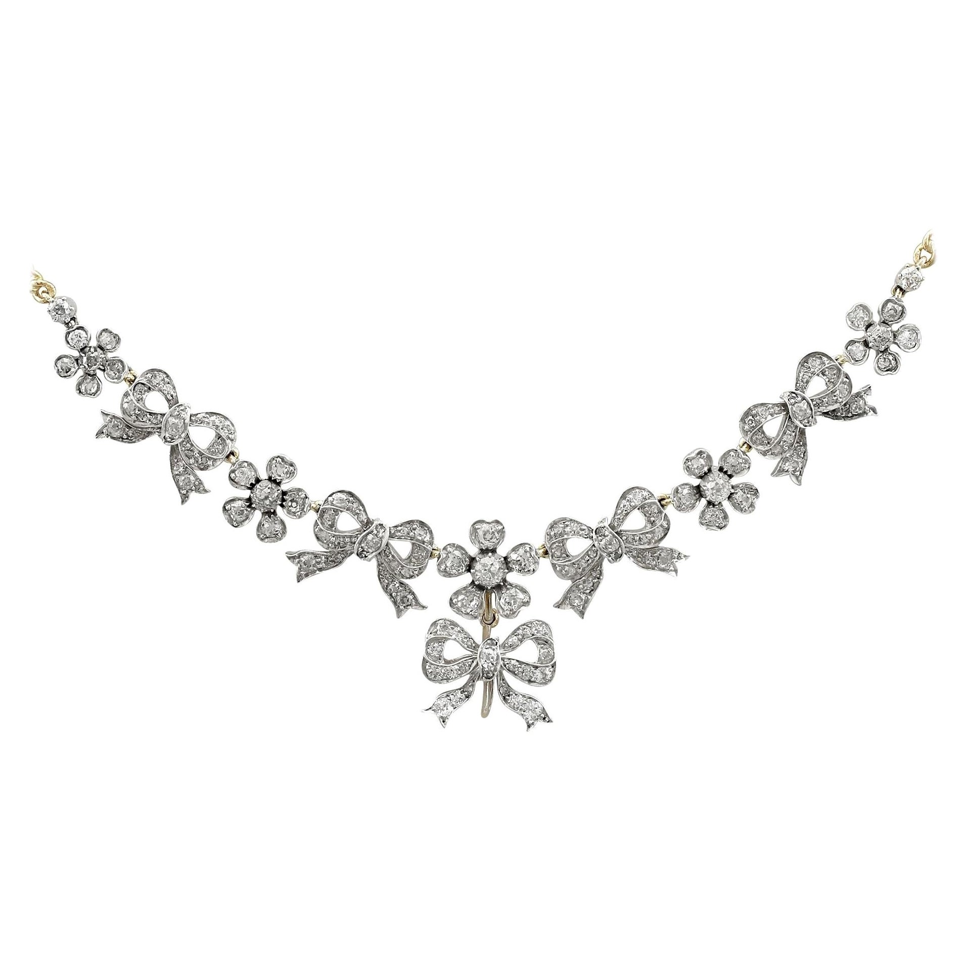 Antique 4.92 Carat Diamond and Yellow Gold Silver Set Collarette