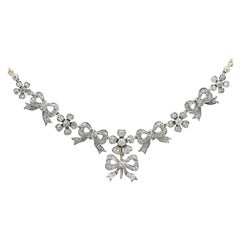 Antique 4.92 Carat Diamond and Yellow Gold Silver Set Collarette