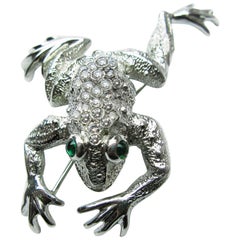Kurt Wayne Emerald Diamond Platinum Frog Brooch