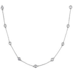 Certified 1.30 Carat Round Diamonds by The Yard Necklace in 14 Karat White Gold