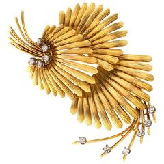 1960s Handmade Diamond Gold Brooch 7