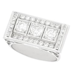 Used Art Deco Style 1950s 1.89 Carat Diamond and Platinum Cocktail Ring