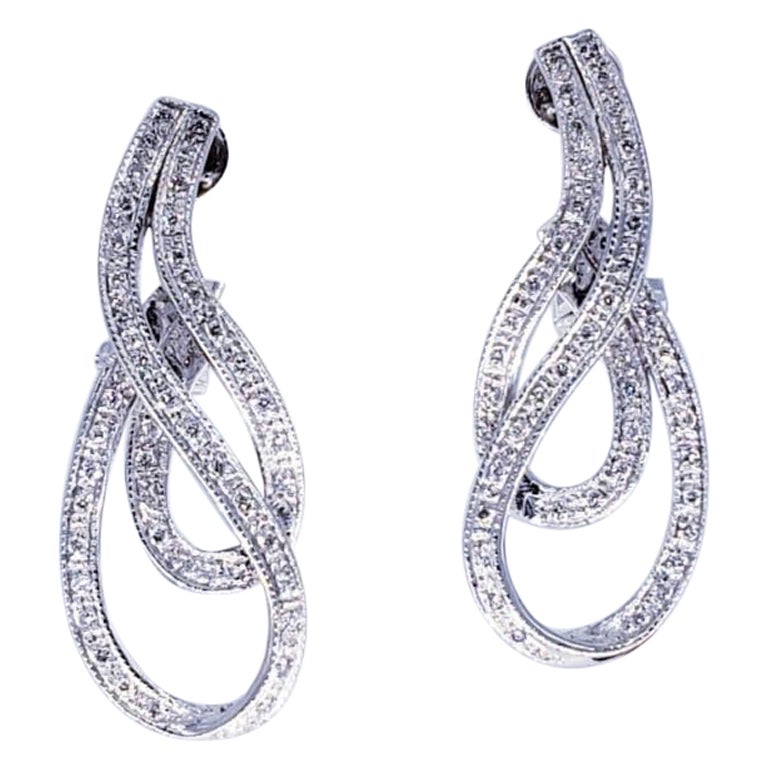 Boucles d'oreilles Art déco en diamants de 1,20 carat en vente