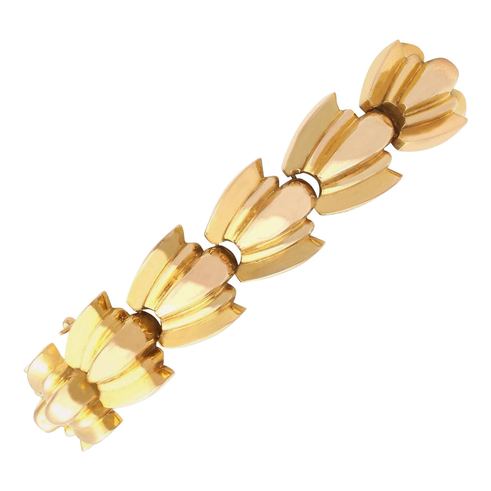 Vintage French Art Deco 1940s Yellow Gold Bracelet