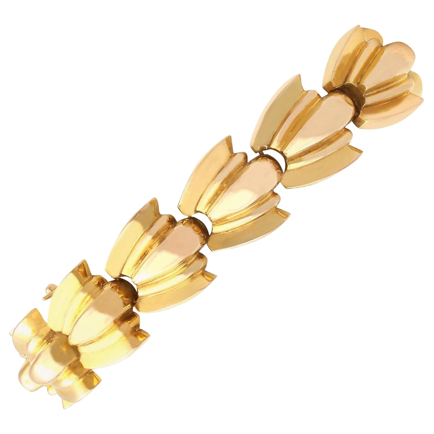 Vintage French Art Deco 1940s Yellow Gold Bracelet