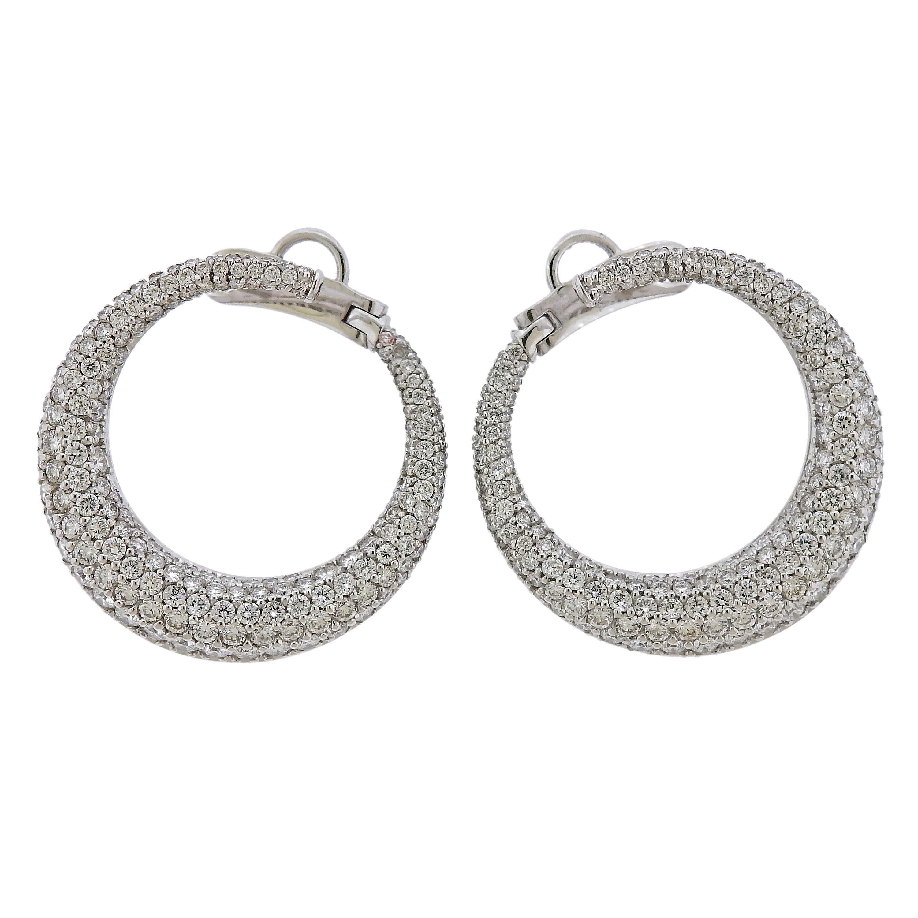 Back and White Open Diamond Circle Earrings For Sale at 1stDibs