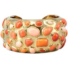 Seaman Schepps 1950s Coral Gold Cuff Bracelet 5