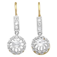 Antique French 1910s Diamond and Yellow Gold Drop Earrings