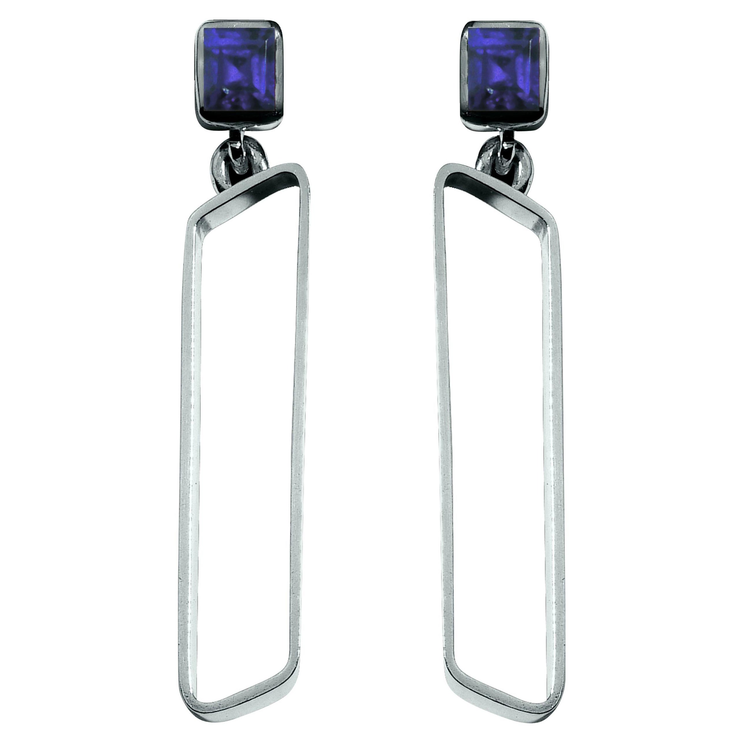 Nathalie Jean Contemporary Iolite Sterling Silver Drop Dangle Earrings