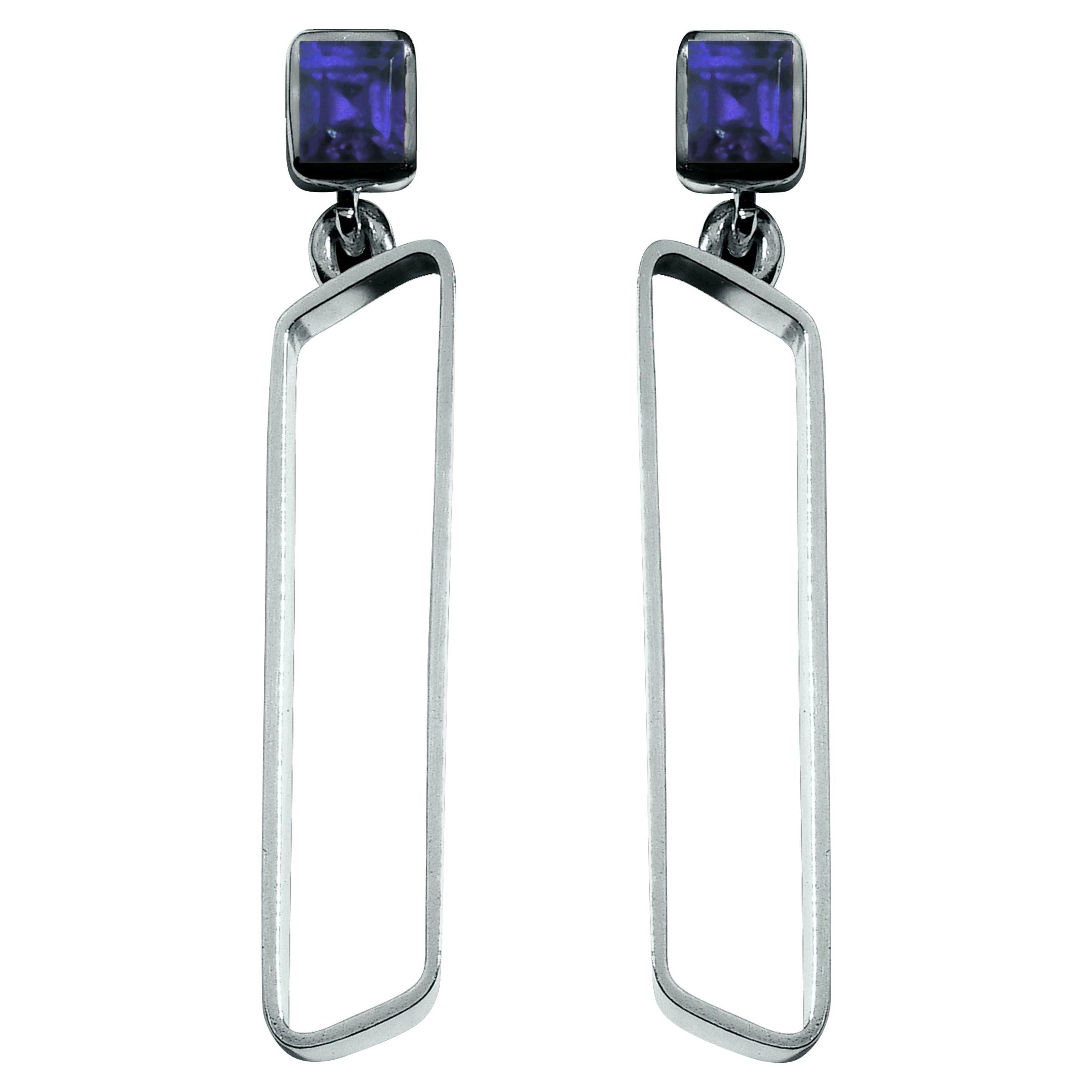 Nathalie Jean Contemporary Iolite Sterling Silver Drop Dangle Earrings