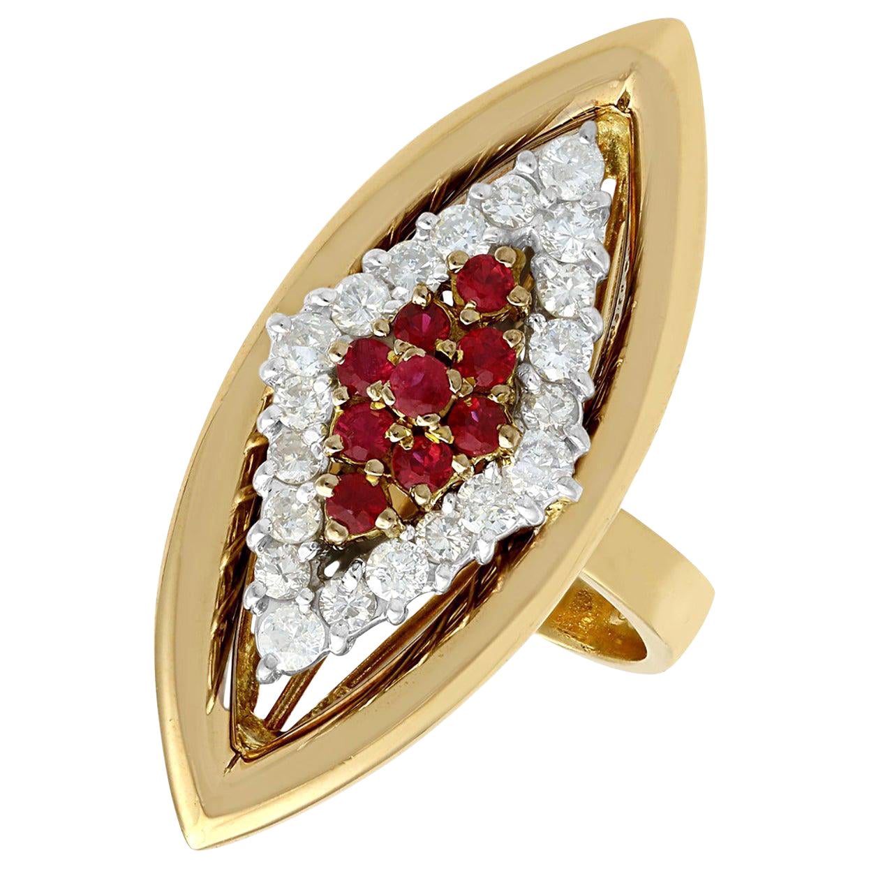 1970s Ruby and Diamond Yellow Gold Cocktail Ring For Sale at 1stDibs ...