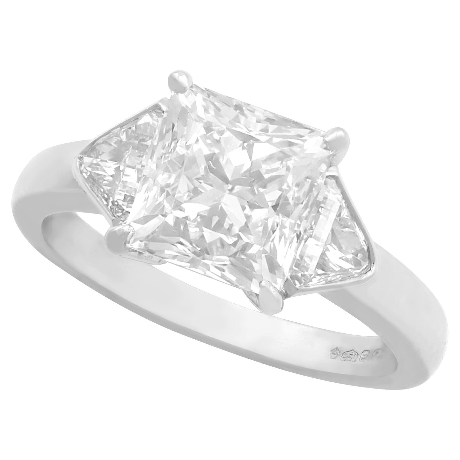 3.86 Carat Diamond and Platinum Engagement Ring For Sale