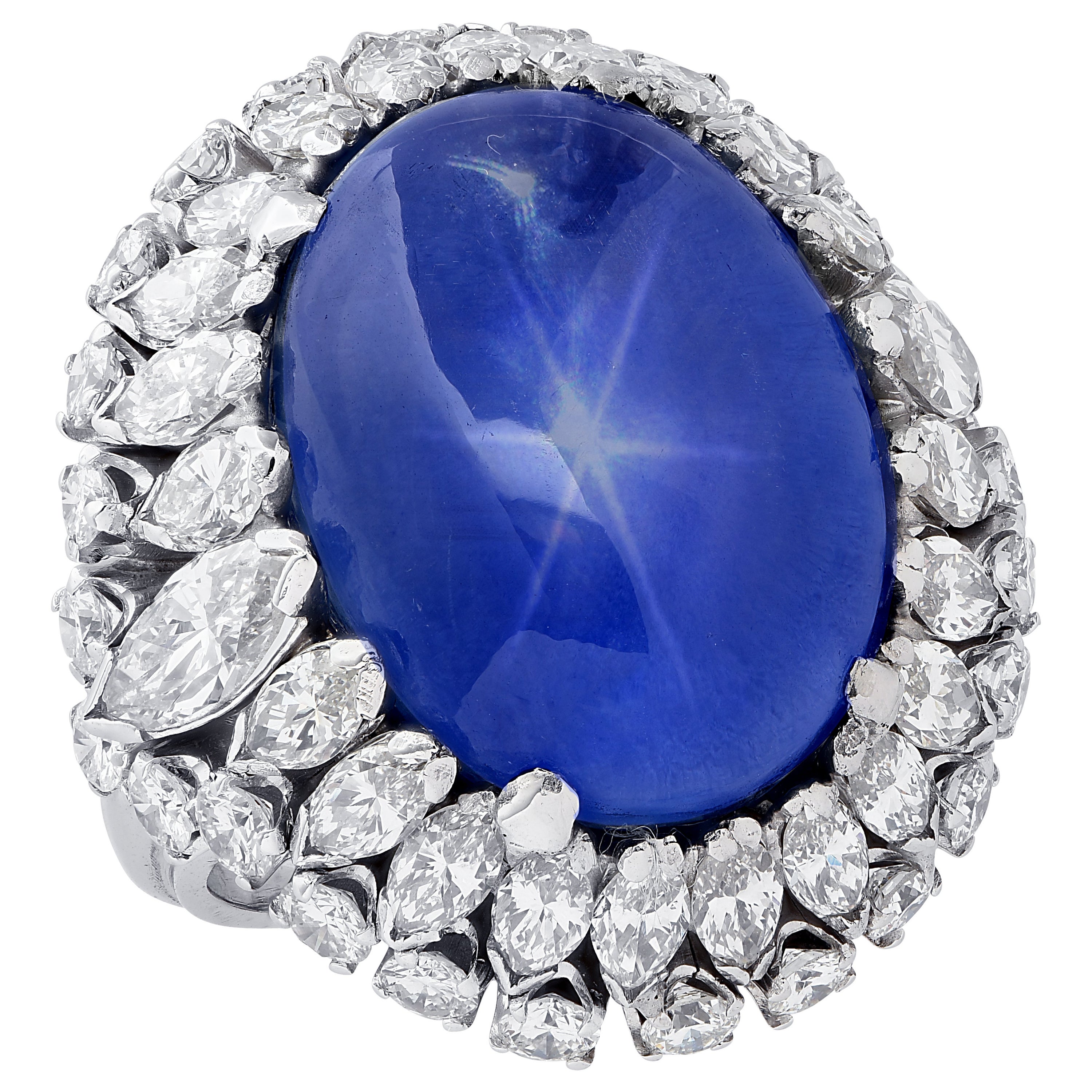 Burmese Star Sapphire Diamond Ring at 1stDibs