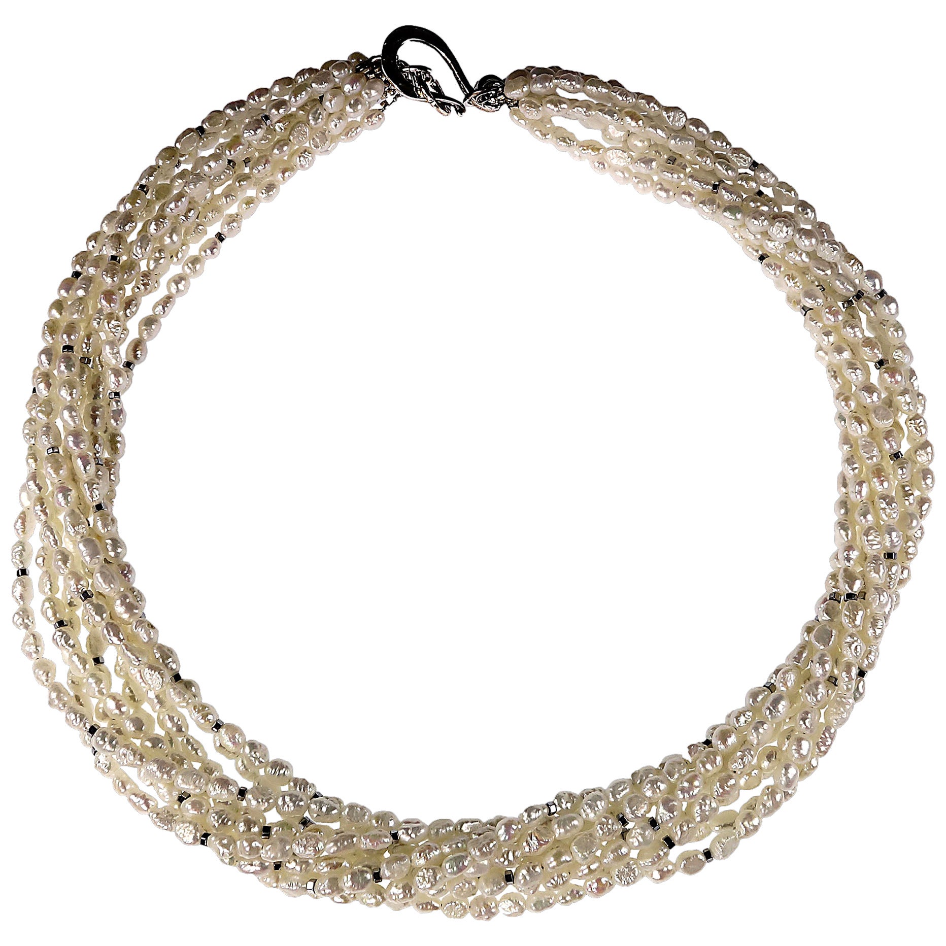 Elegant White Gold Three Strand Diamond Link Necklace For Sale at 1stDibs