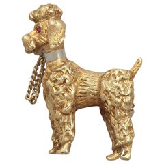 Vintage 1960s Yellow Gold Poodle Brooch