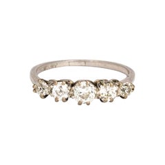 Edwardian Diamond and Platinum Five-Stone Ring Edwardian Diamond and Platinum Five-Stone Ring