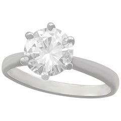 D Color 2 Carat Diamond and Platinum Solitaire Engagement Ring