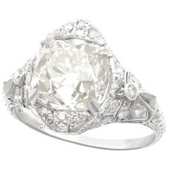 Antique Art Deco 5.39 Carat Diamond and Platinum Cocktail Ring