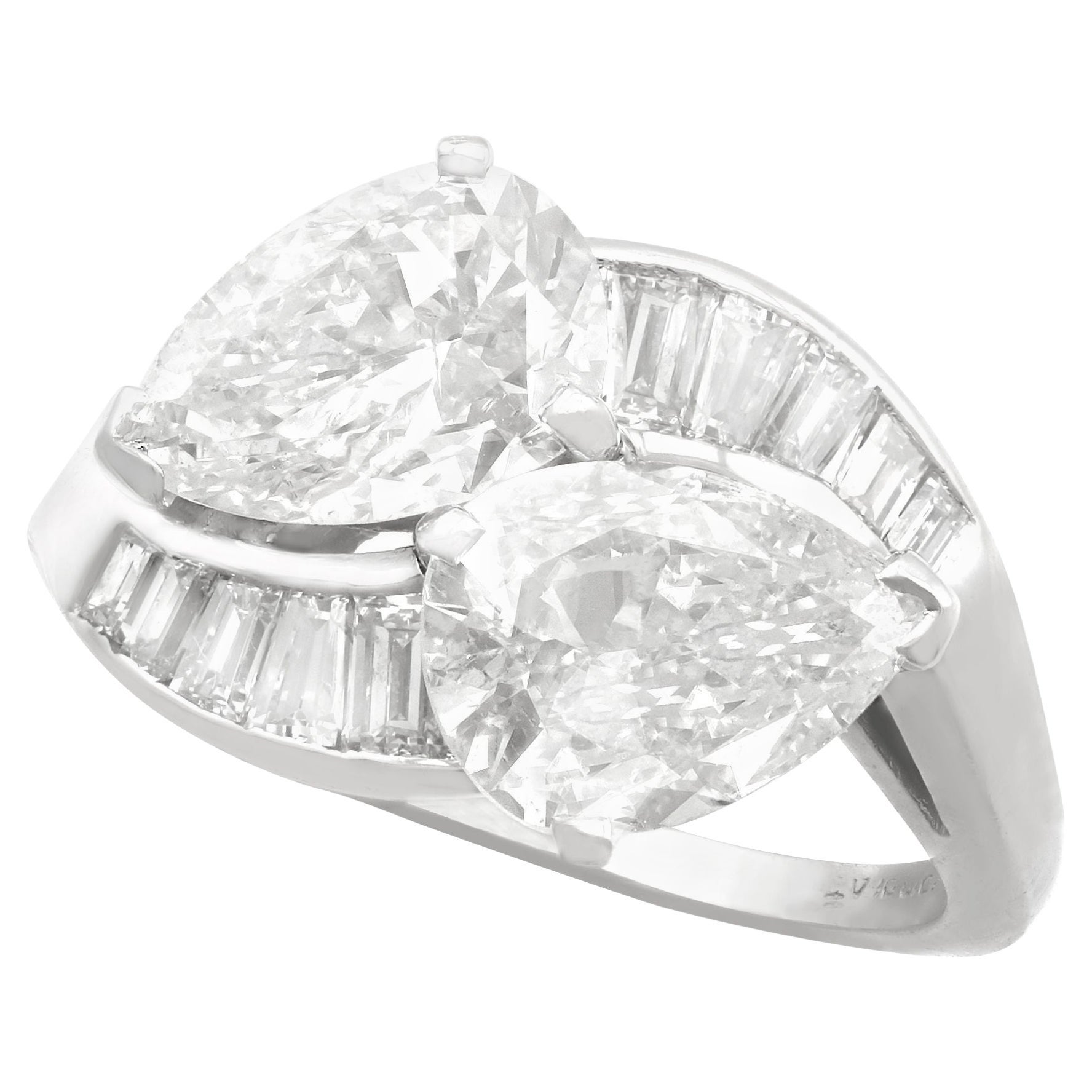 Vintage 3.80 Carat Diamond and Platinum Twist Ring For Sale