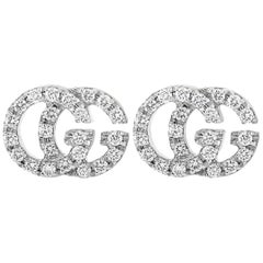 Gucci GG Running 18K White Gold Diamond Earrings