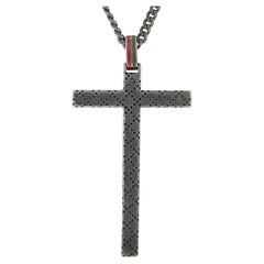 Gucci Diamantissima Silver Cross Pendant Necklace