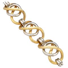 Italian Two Color Gold Link Bracelet,  c1960s
