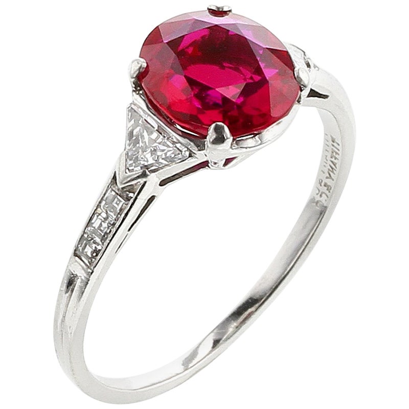 Tiffany and Co. Star Ruby Diamond Gold Ring For Sale at 1stDibs