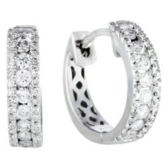 LB Exclusive .35 Carat VS1 G Color Diamond White Gold Small Hoop Huggie Earrings LB Exclusive .35 Carat VS1 G Color Diamond White Gold Small Hoop Huggie Earrings