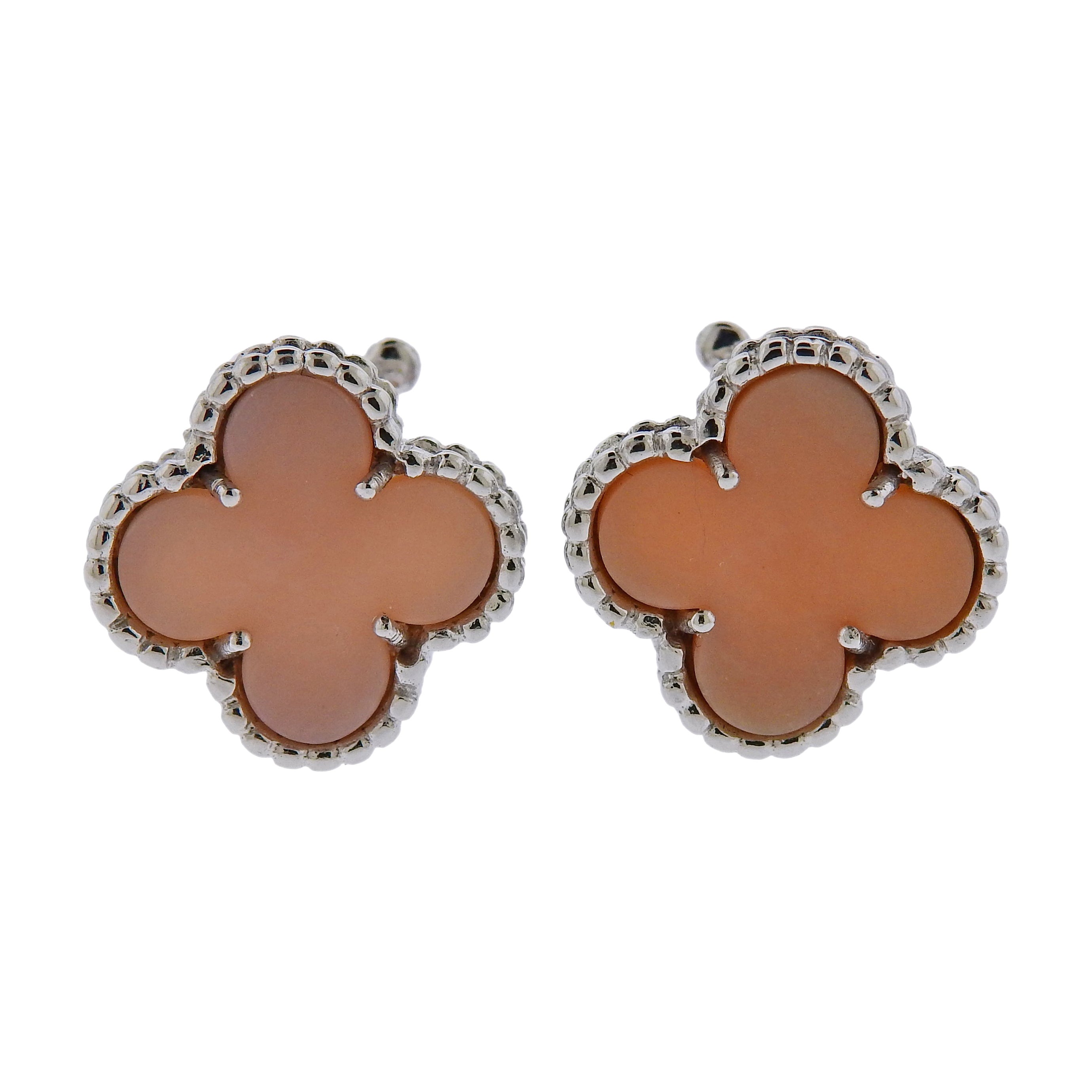 Van Cleef and Arpels VCA 18 Karat Vintage Alhambra Black Onyx Earrings