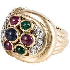 David Webb Gemstone Diamond Gold Platinum Cocktail Ring 8
