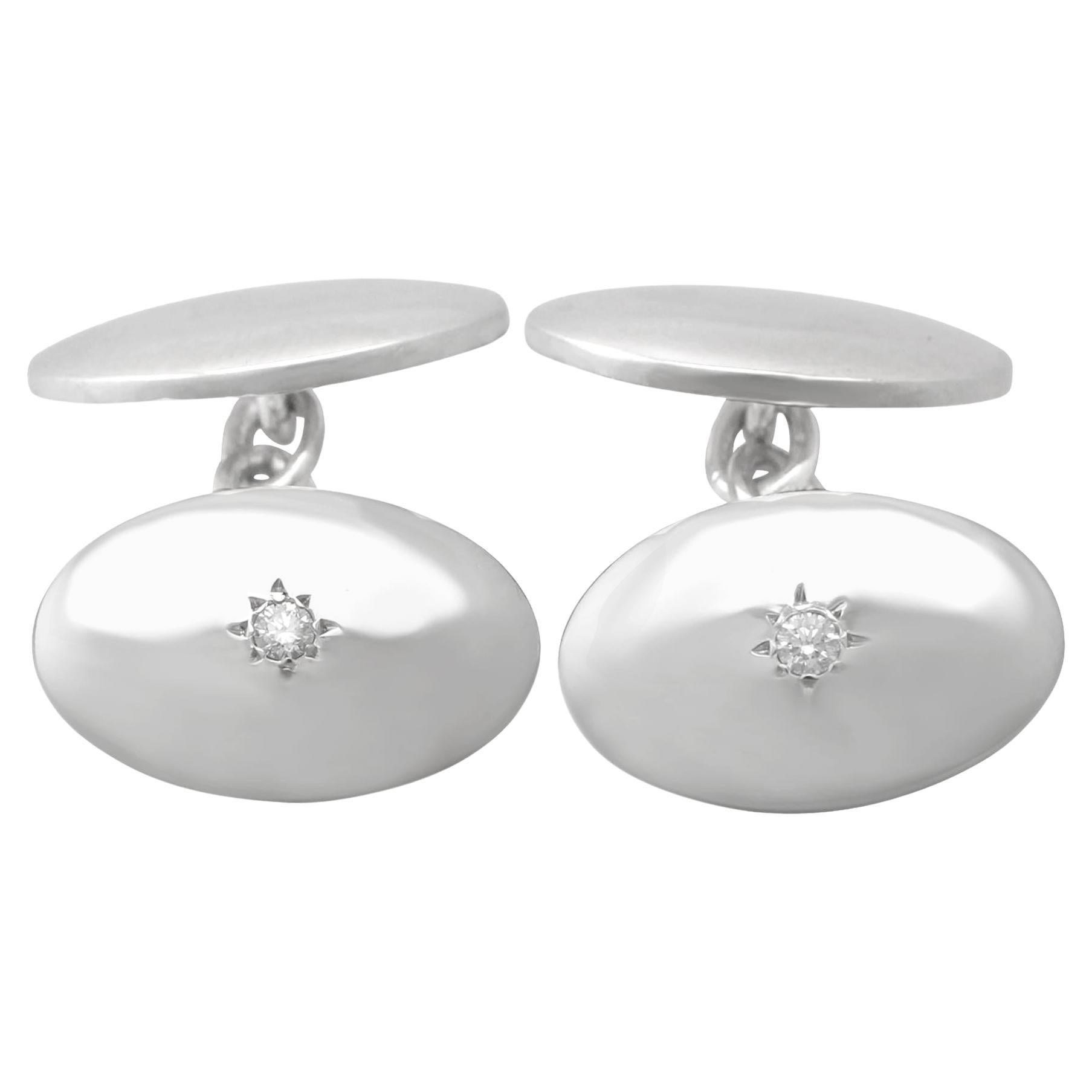 Diamond and White Gold Cufflinks