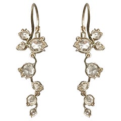 Dalben Rose Cut Diamonds White Gold Floral Earrings