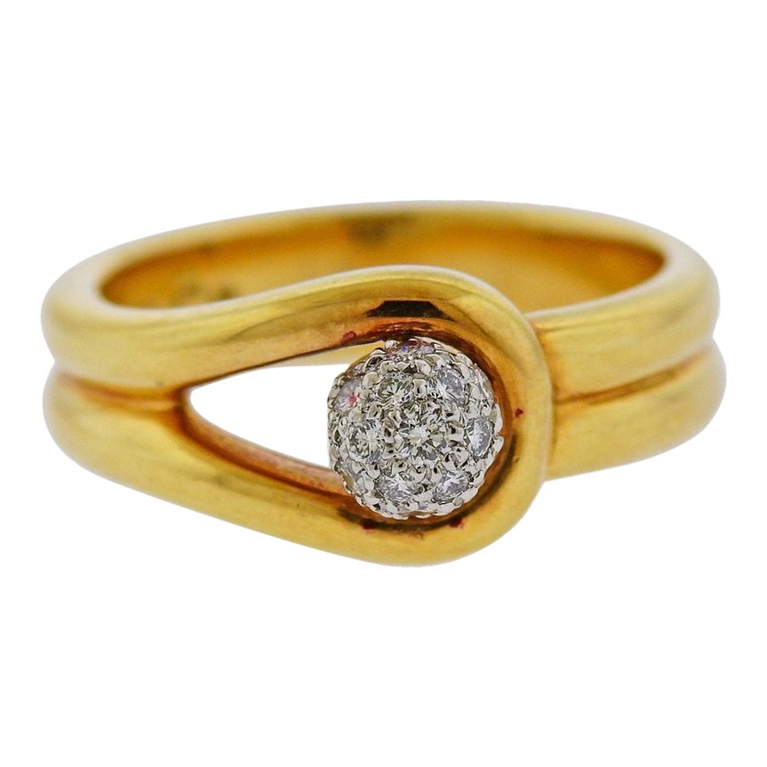Tiffany and Co. Enamel Gold Leaf Motif Ring at 1stDibs