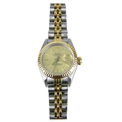 Rolex Yellow Gold Stainless Steel Oyster Perpetual Datejust Wristwatch Ref 69173