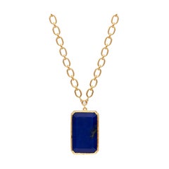 Lapis Lazuli and Diamond 18 Karat Gold Pendant Necklace