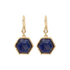 Lapis Lazuli and Diamond 18 Karat Gold Drop Earrings