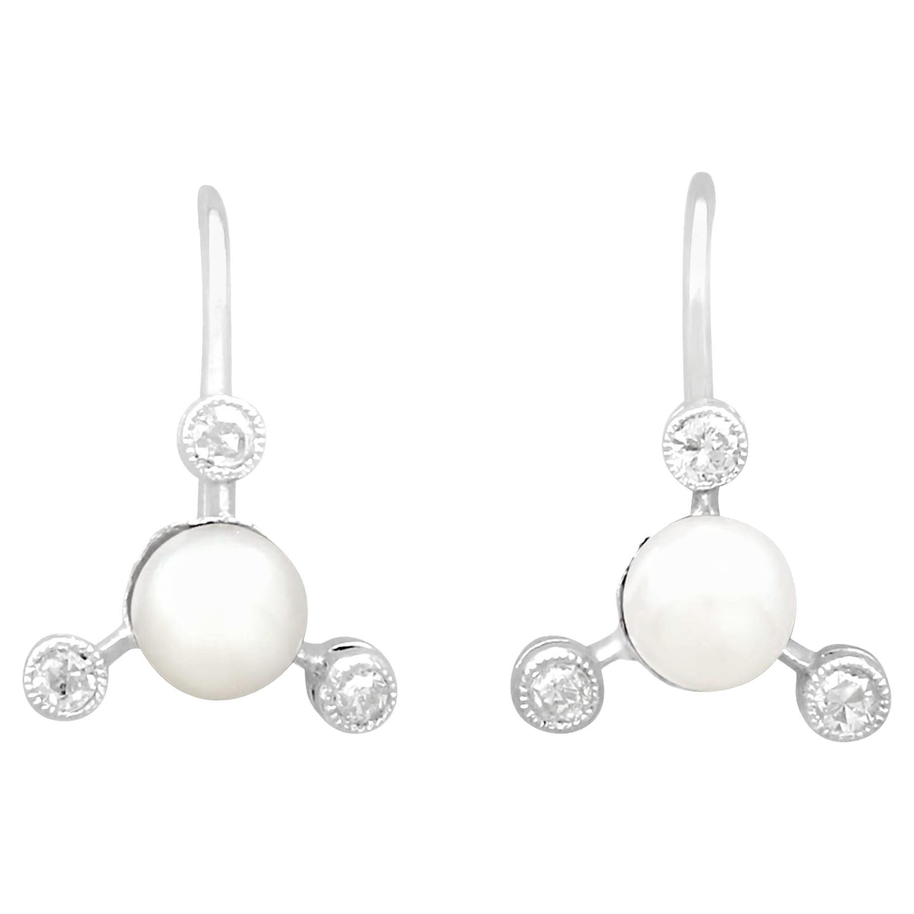 1950s Diamond Pearl White Gold Earrings