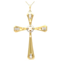 Vintage 1940s Seed Pearl and Yellow Gold Cross Pendant