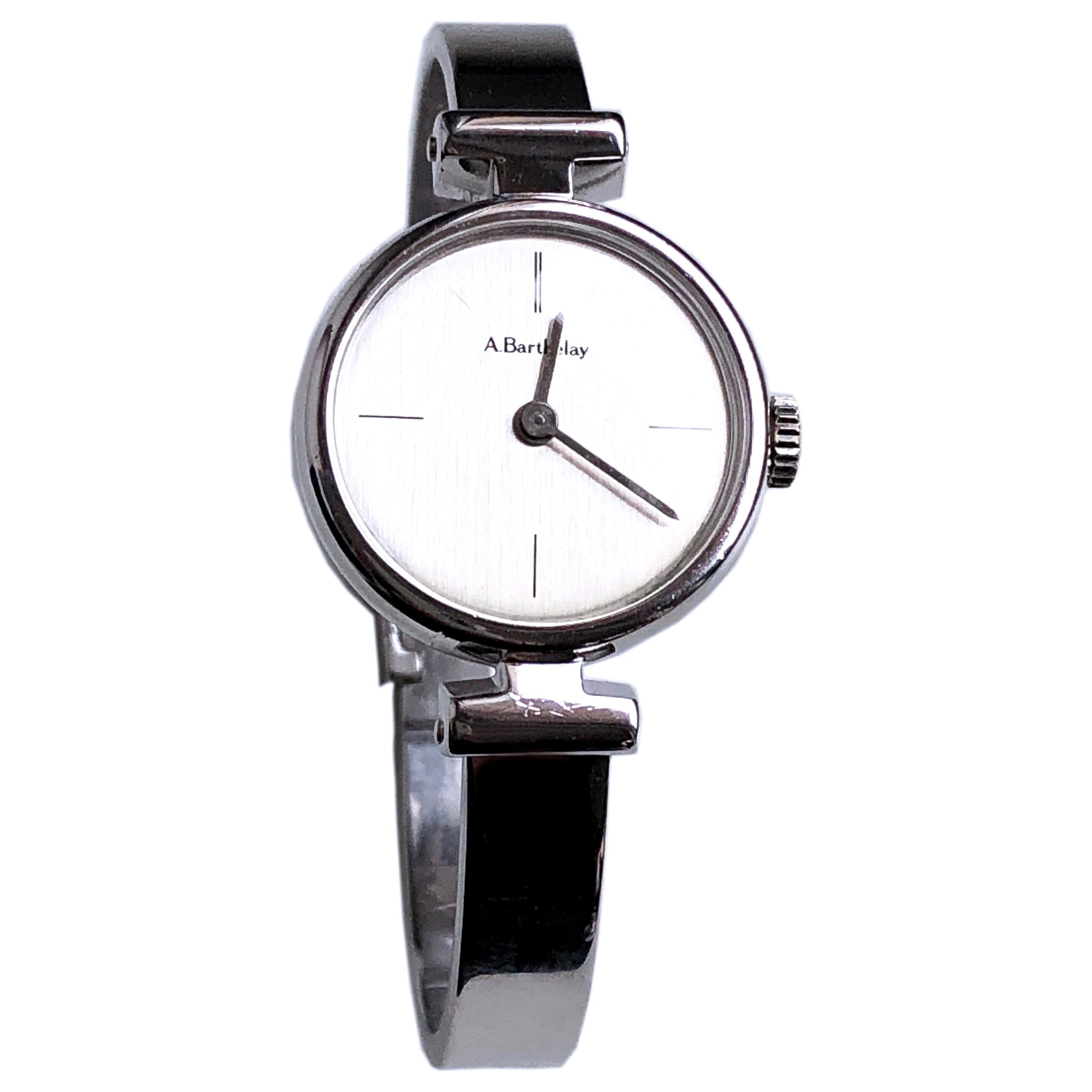 Original 1974 Alexis Barthelay Hand-Wound Movement Sterling Silver Watch For Sale