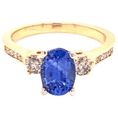 Diamond Blue Sapphire Ring 14k Gold Women 1.67 TCW Certified