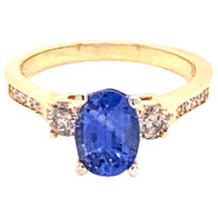 Antique Diamond Blue Sapphire Ring 14k Gold Women 1.67 TCW Certified