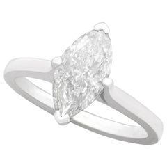 Bague solitaire en or blanc et diamant 1,41 carat des années 1980
