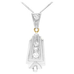 1940s Art Deco Diamond and 18K Yellow Gold Pendant