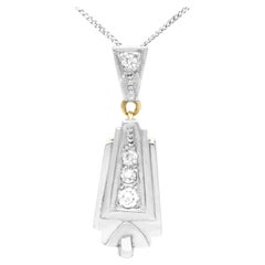 1940s Art Deco Diamond and 18K Yellow Gold Pendant