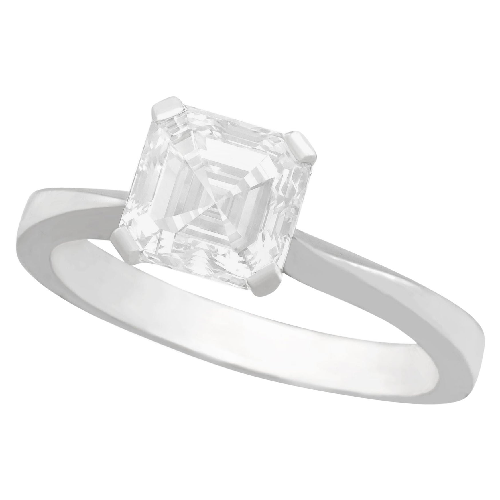 2.00 Carat Asscher Cut Diamond Solitaire Engagement Ring in Platinum