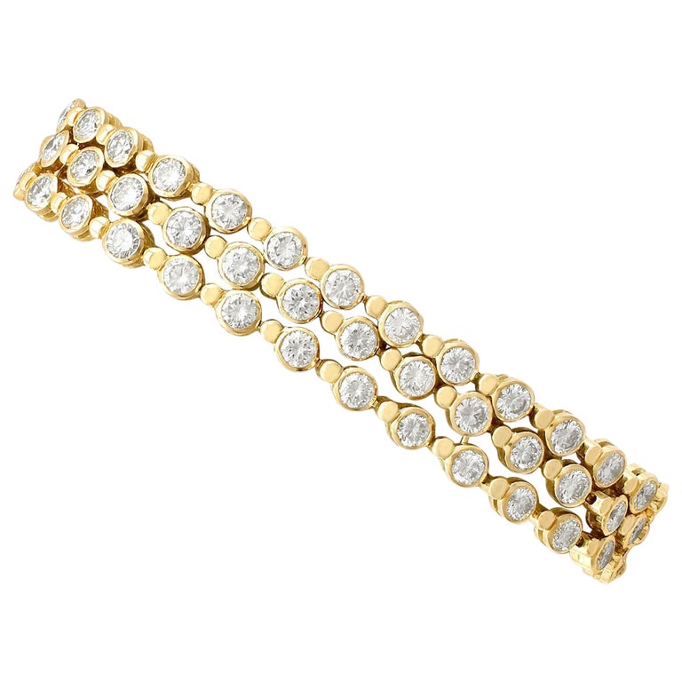 1990s French 12.96 Carat Diamond and Yellow Gold Bracelet For Sale at ...