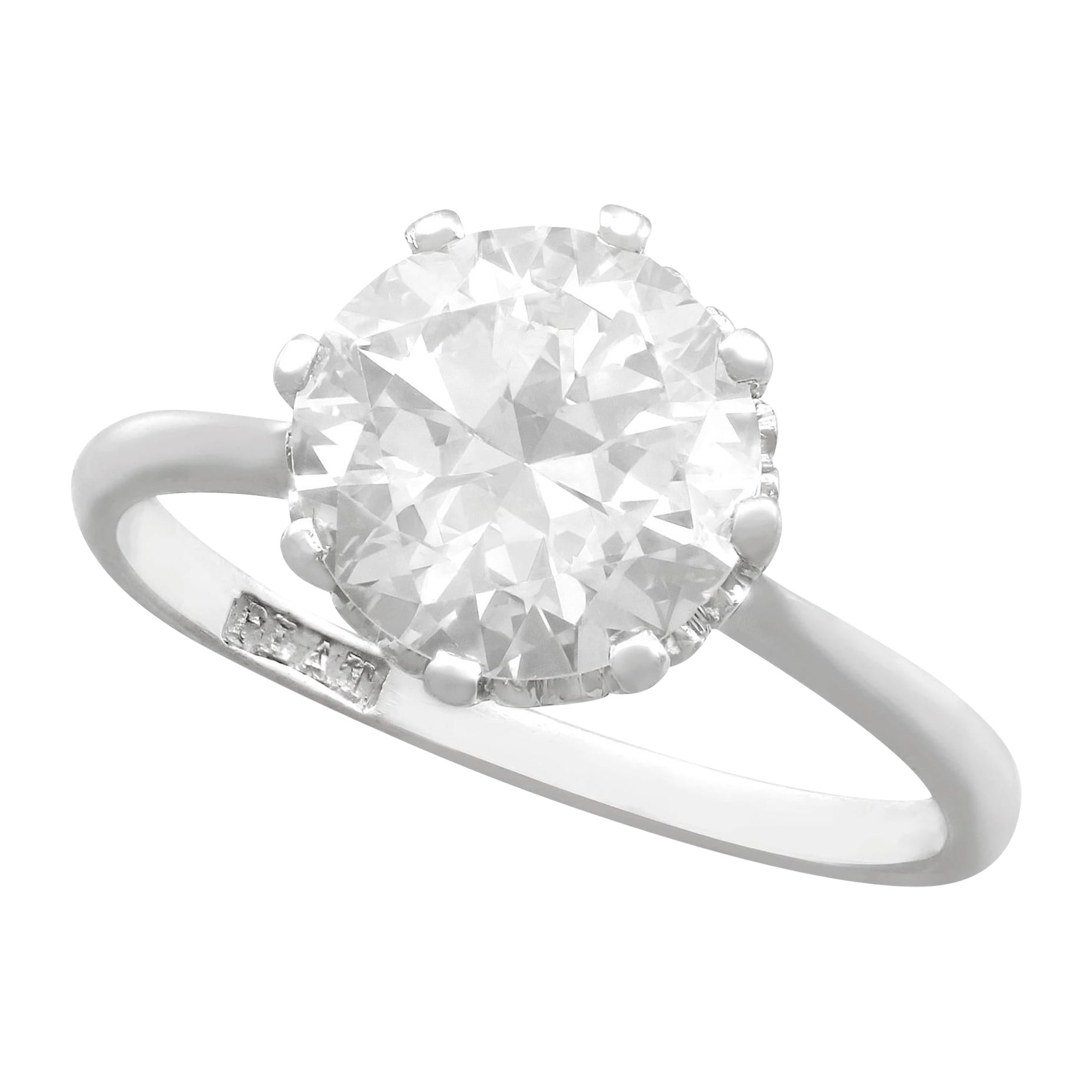 Anillo solitario vintage de platino y diamantes de 2,01 quilates de la década de 1940