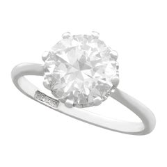 Bague solitaire vintage des années 1940, diamant de 2,01 carats et platine